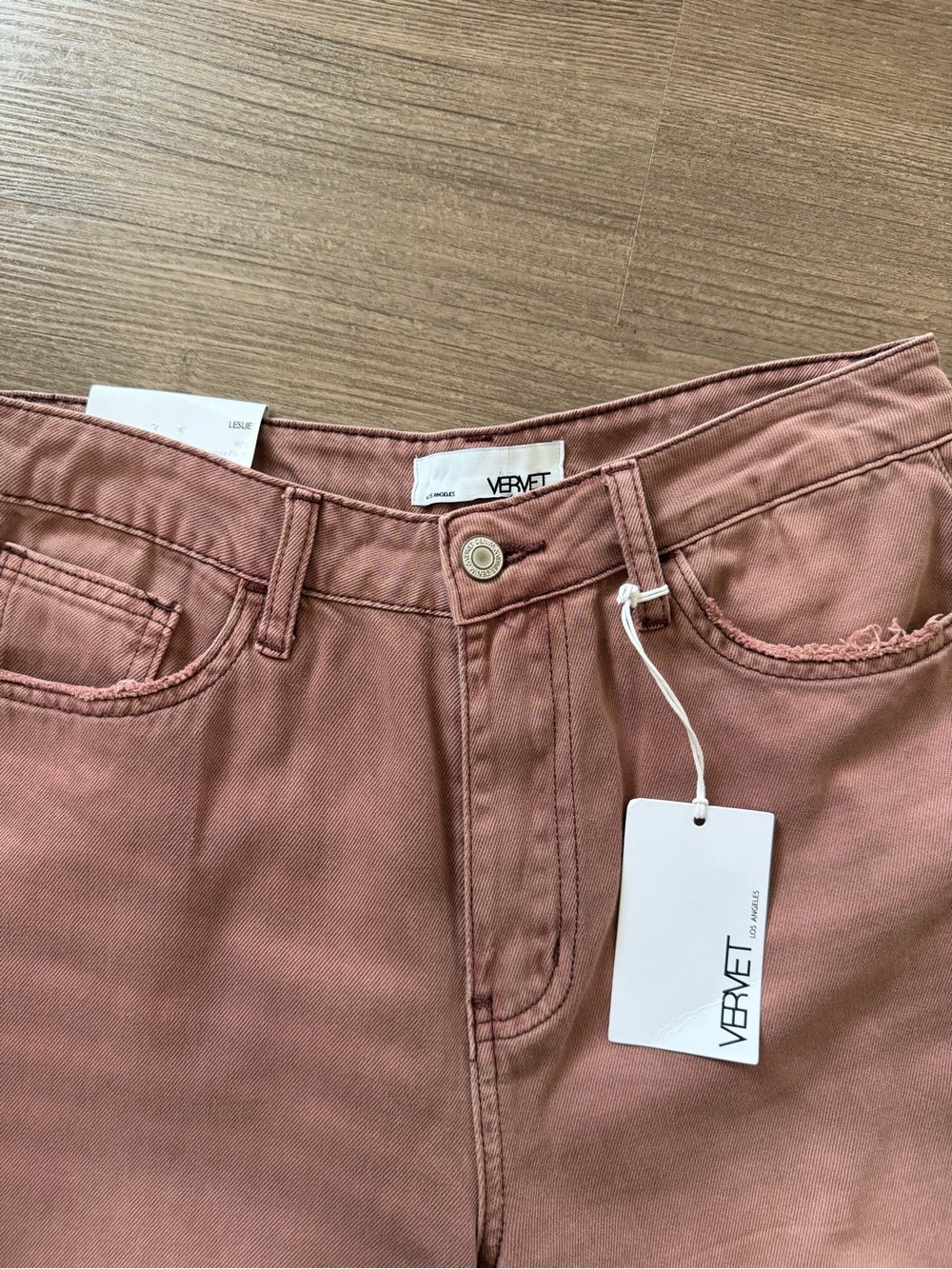 NWT Vervet Leslie 90s Vintage Flare Distressed Pink Wide Leg Jeans Size 26 - Picture 4 of 10